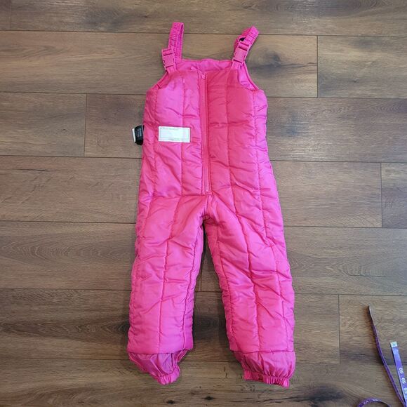 London Fog Ski Bib Overalls Pants Size Large 6X Pink Adjustable Straps Snowsuit - Picture 10 of 16